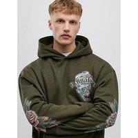 River Island Oversized Fit Japanese Kamakura Hoodie - Khaki