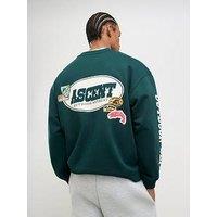 River Island Oversized Fit Alpine Badging Sweatshirt - Dark Green