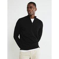 River Island Slim Fit Half Zip Jumper - Black