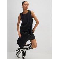 River Island Faux Leather Popper Side Shift Dress - Black