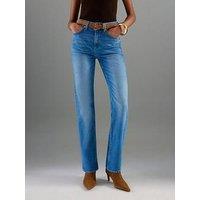 River Island Belted Stretch Straight Leg Jeans - Blue
