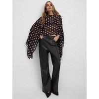 River Island Waterfall Polka Dot Cape - Brown