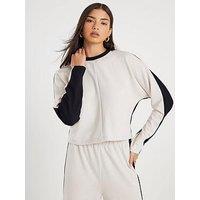 River Island Colour Block Batwing Sweatshirt - Cream
