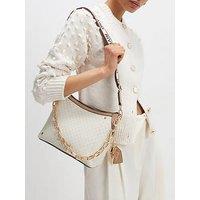 River Island Monogram Chain Front Crossbody Bag - Beige