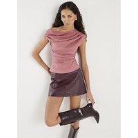 River Island Faux Suede Sleeveless Drape Top - Pink