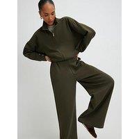 River Island Tailored Wide Leg Trousers - Khaki