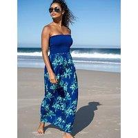 Pour Moi Emma Strapless Shirred Bodice Maxi Beach Dress