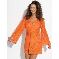 Pour Moi Free Spirit Crochet Lace Long Sleeve Beach Cover Up