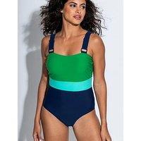 Pour Moi Petite Palm Springs Colour Block Tummy Control Swimsuit
