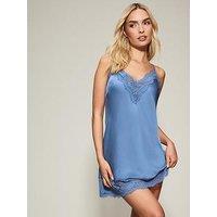 Kbx Bridal Renee Satin And Lace Chemise Mid Blue