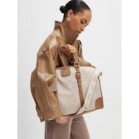 River Island Buckled Monogram Barrell Bag - Beige