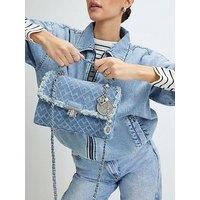 River Island Denim Front Flap Shoulder Bag - Blue