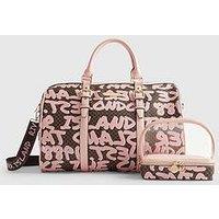 River Island Monogram Graffiti Barrell Bag Bundle - Brown