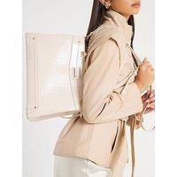 River Island Chain Handle Embossed Tote Bag - Cream