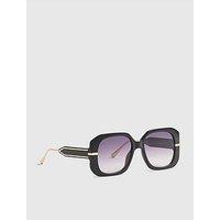 River Island Square Metal Trim Detail Sunglasses - Black