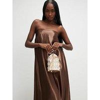 River Island Diamante Cage Basket Bag - Gold