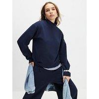 River Island Long Sleeve Funnel Neck Top - Navy
