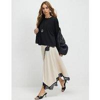 River Island Lace Hybrid T-Shirt Maxi Dress - Cream