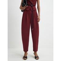 River Island Red Pleated Tapered Trousers - Purple