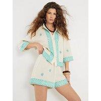 River Island Sequin Embellished Shorts - Cream