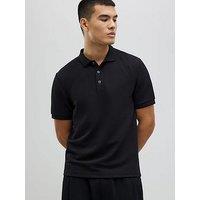 River Island Slim Fit Textured Polo Shirt - Black