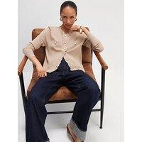 River Island Knit Fitted Scallop Trim Cardigan - Light Brown