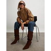 River Island Faux Suede High Leg Boots - Brown