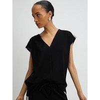 River Island Tape Detail V Neck Tank Top - Black