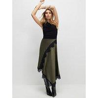 River Island Lace Hybrid Drape Midi Dress - Khaki
