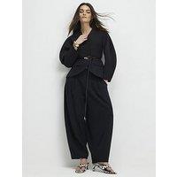 River Island Pleated Balloon Leg Trousers - Black