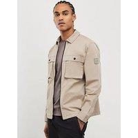 River Island Beige Regular Fit Zipped Overshirt