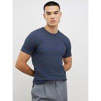 River Island Muscle Fit Textured Knit T-Shirt
