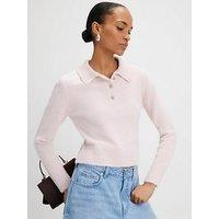 River Island Long Sleeve Fluffy Polo Top