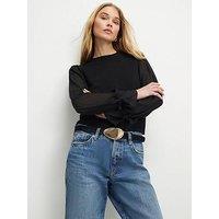 River Island Knitted Long Chiffon Sleeve Top