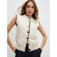 River Island Cream Knitted Tie Neck Waistcoat