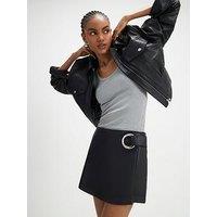 River Island Faux Leather Eyelet Wrap Skort