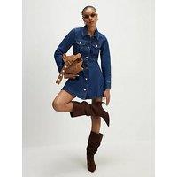River Island Denim Long Sleeve Mini Dress