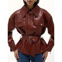 River Island Faux Leather Belted Jacket