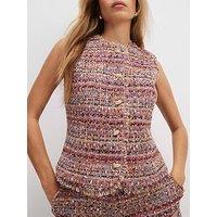 River Island Red Boucle Sleeveless Fringed Waistcoat