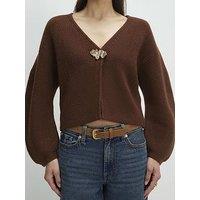 River Island Knitted Gold Detail Cardigan