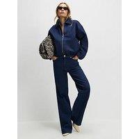 River Island Denim Gathered Hem Bomber Jacket