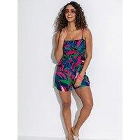 Pour Moi Lottie Strapless Shirred Bodice Beach Playsuit