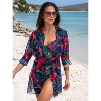 Pour Moi Chiffon Button Through Beach Shirt