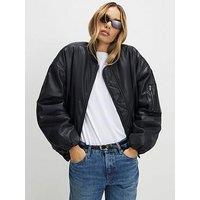River Island Faux Leather Bomber Jacket