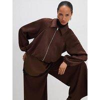 River Island Faux Suede Collared Bomber Jacket