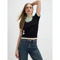 River Island Ribbed Short Sleeve Layered Polo Shirt