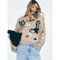 River Island Knitted Cowboy Motif Jumper