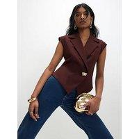 River Island Cap Sleeve Twill Waistcoat