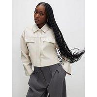 River Island Faux Leather Cropped Overshirt
