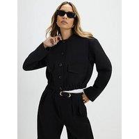 River Island Pocket Detail Bomber Jacket - Black